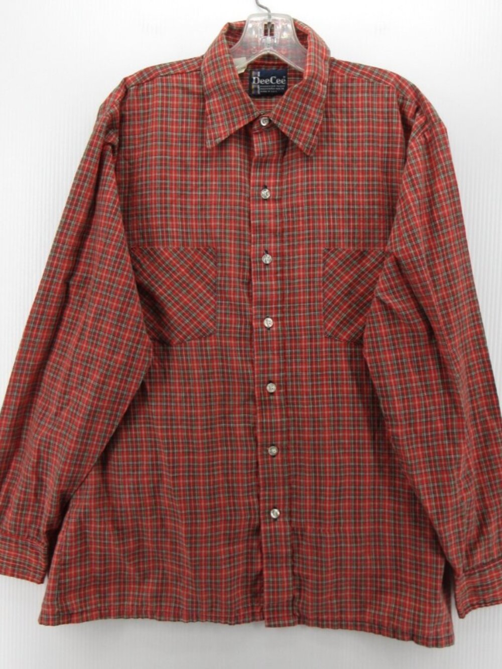 VINTAGE Dee Cee Rangers Shirt Large 70s 80s Plaid Button Up USA Made